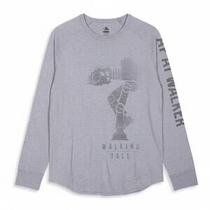 Disney Star Wars Gray Shirt Mens L AT-AT Walker Tall Curved Hem Long Sleeve